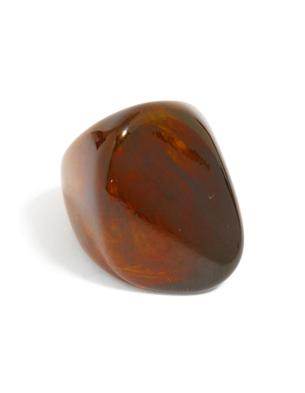 Dark Brown Acrylic Large Obtuse Ring