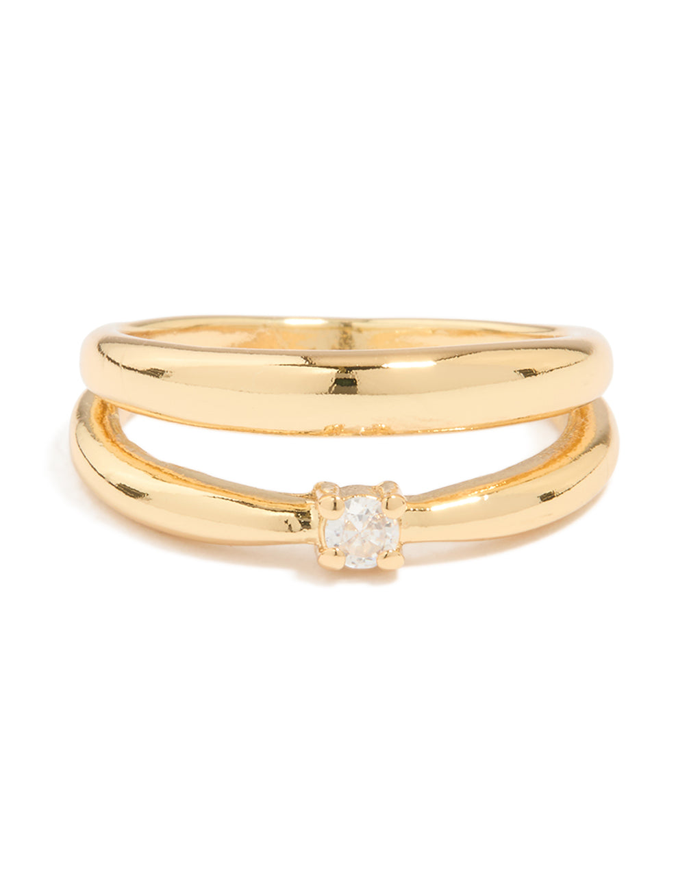 Gold Plated Cubic Zirconia Multirow Ring