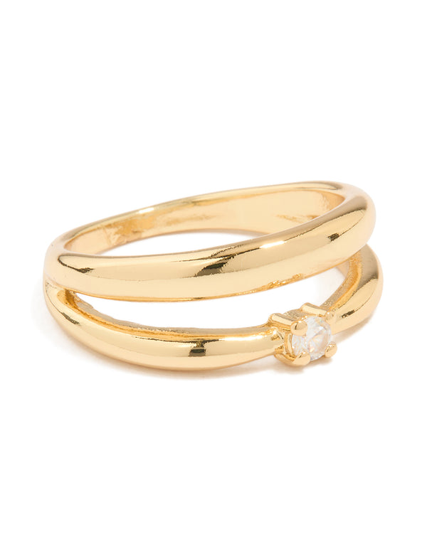Gold Plated Cubic Zirconia Multirow Ring