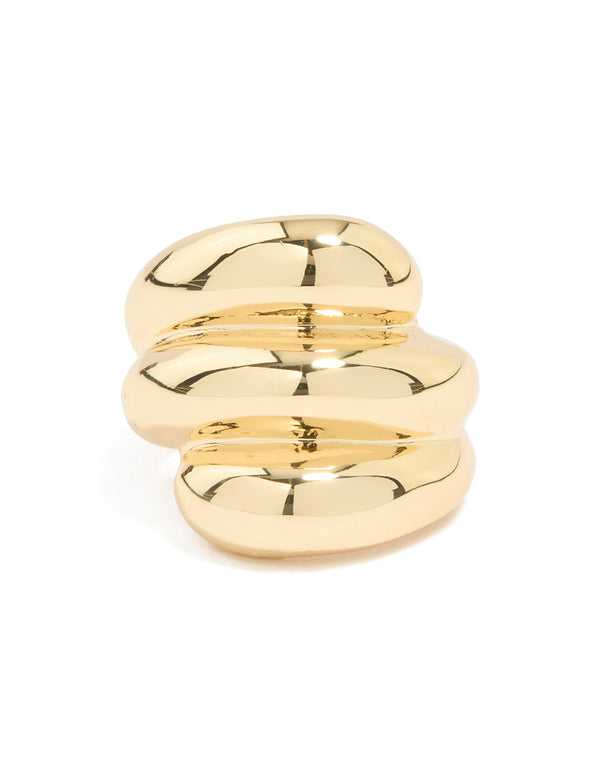 Gold Plated Stacked Twist Ring