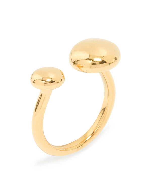 Waterproof Gold Plated Stainless Steel Double Ball Ring
