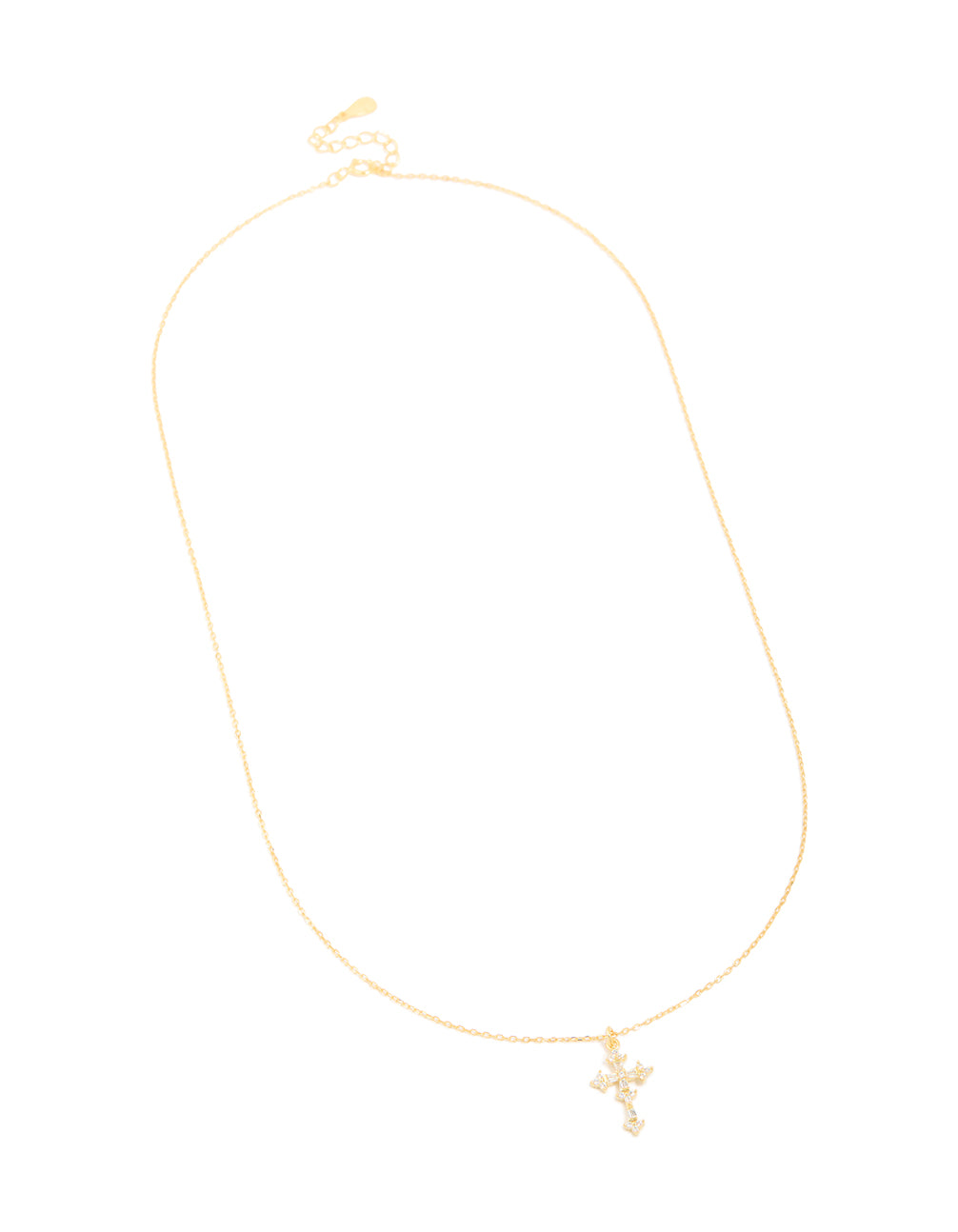 Gold Plated Sterling Silver Cubic Zirconia Cross Necklace
