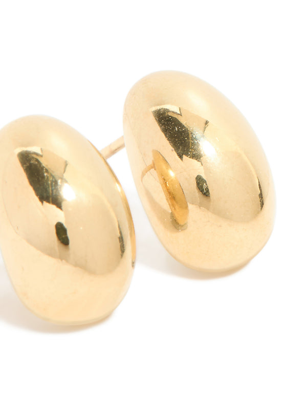 Highlighting waterproof gold plated stainless steel chunky stud earrings in gold post detail view