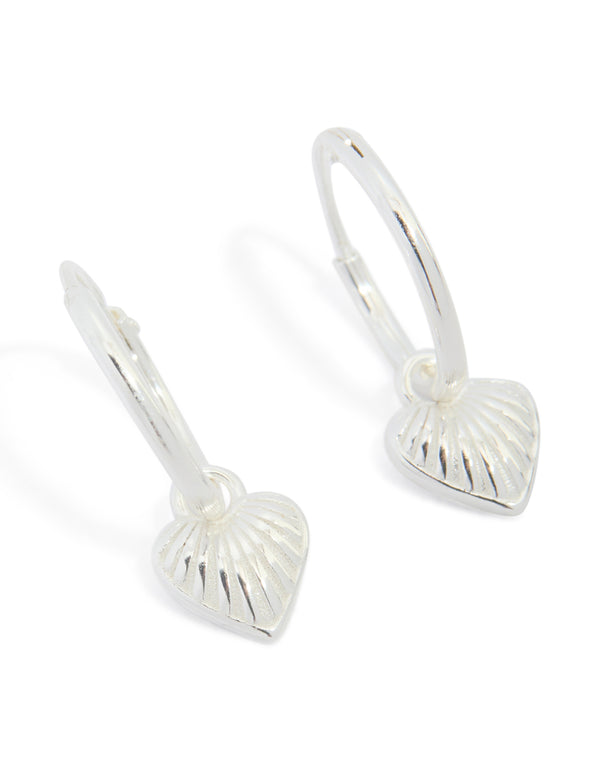 Sterling Silver Heart Huggie Earrings