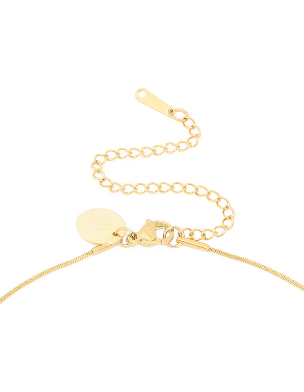 Waterproof Gold Plated Stainless Steel Pebble Pendant Necklace