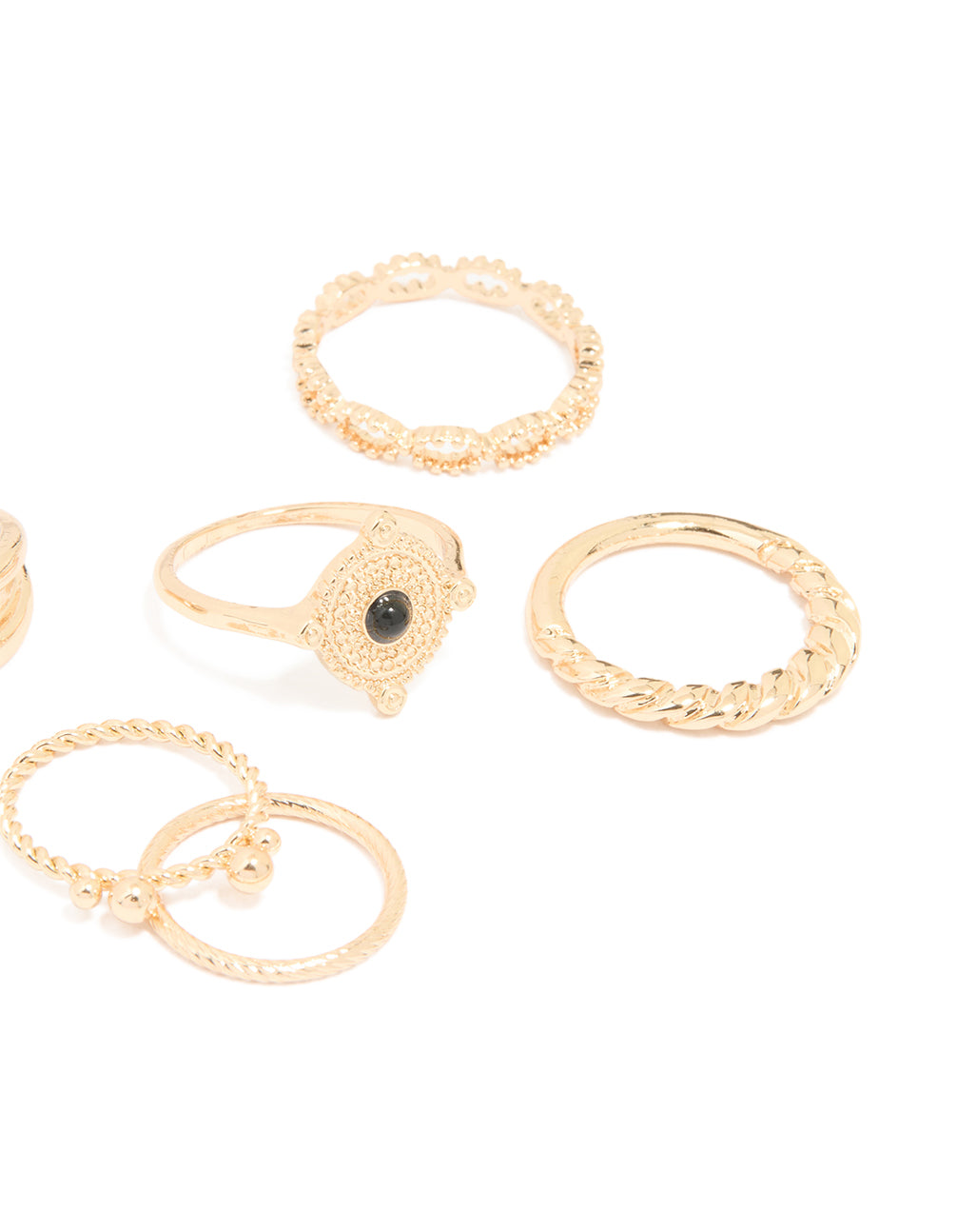 Gold Textured Mixed Rings 6-Pack