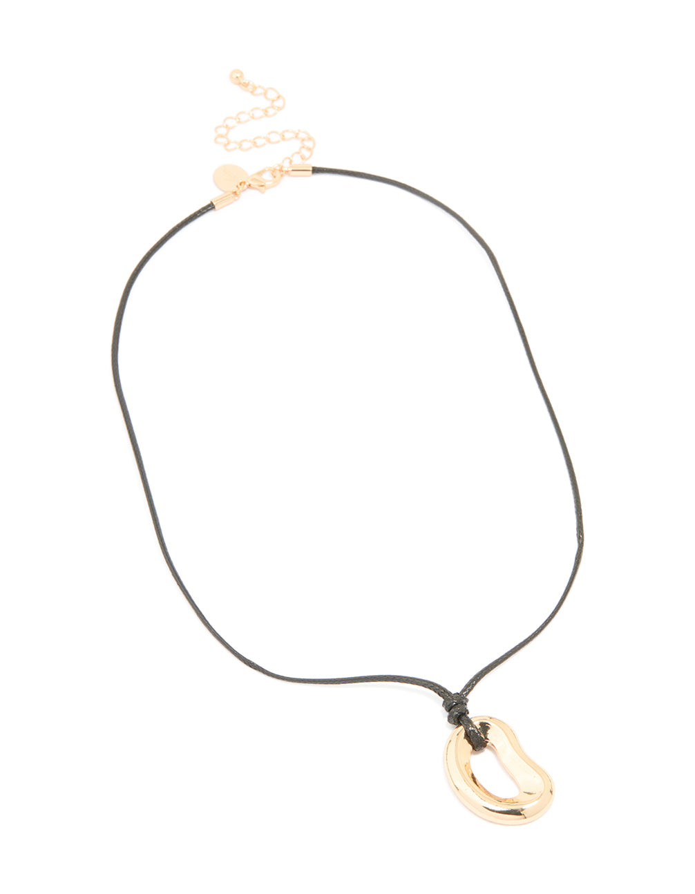 Gold Organic Pendant Cord Necklace
