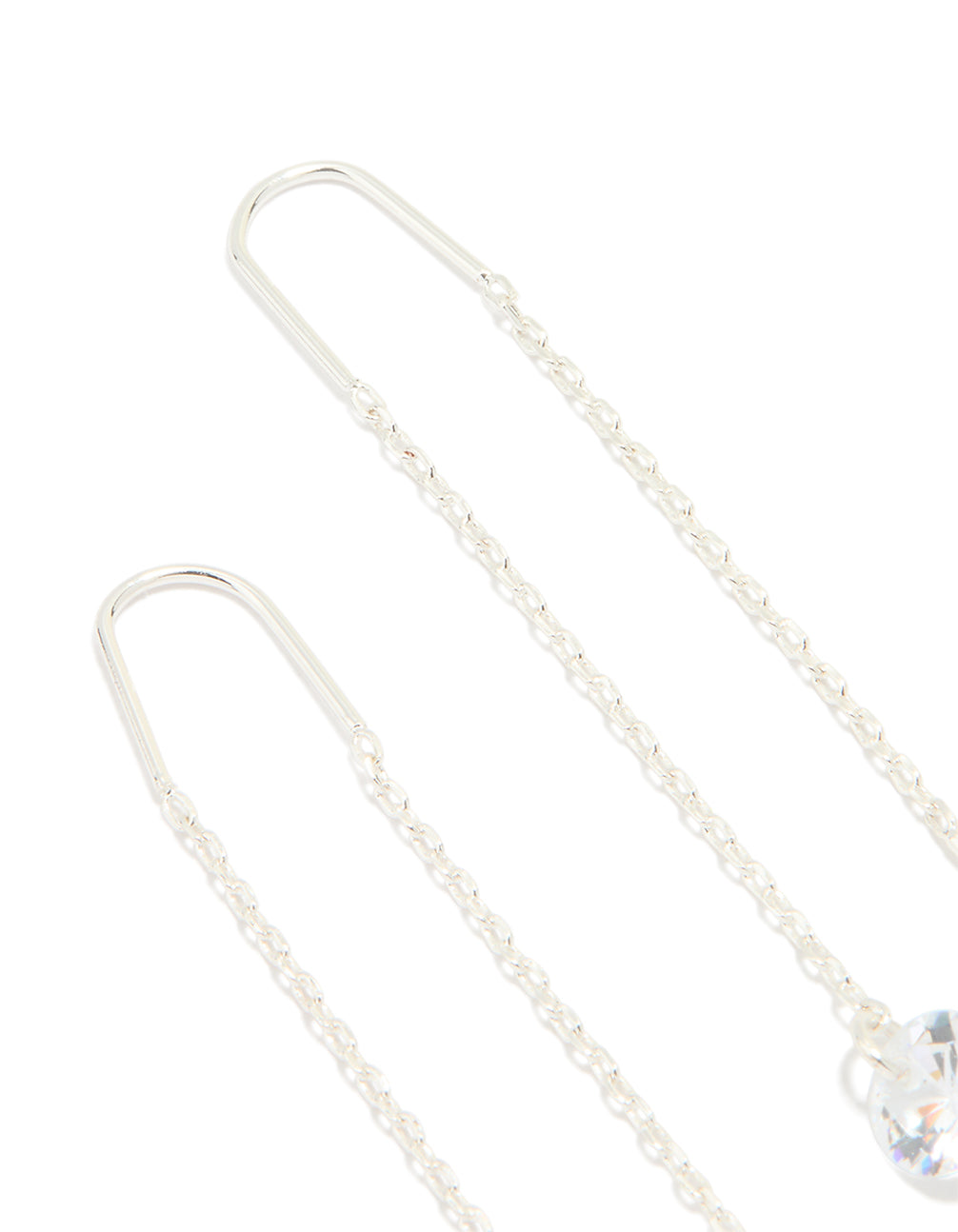 Silver Plated Cubic Zirconia Thread Through Earrings