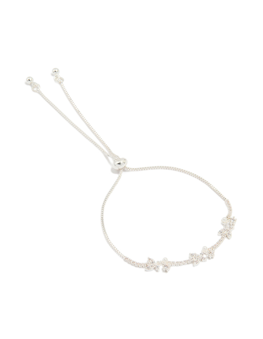 Silver Plated Pearl & Mini Butterfly Toggle Bracelet