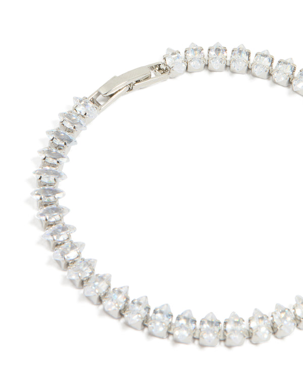Silver Cubic Zirconia Clasp Tennis Bracelet