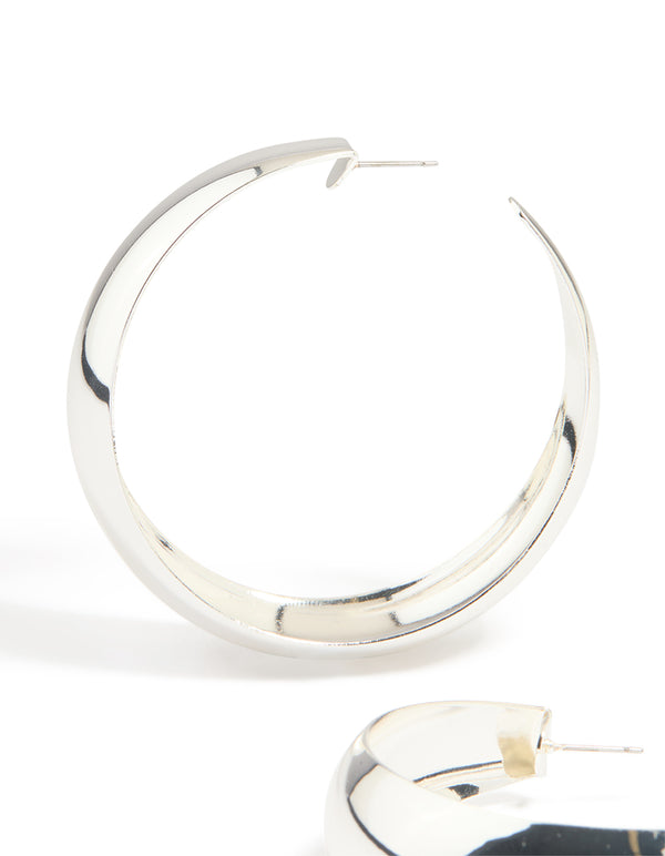 Silver Large Thin Hoop Earrings