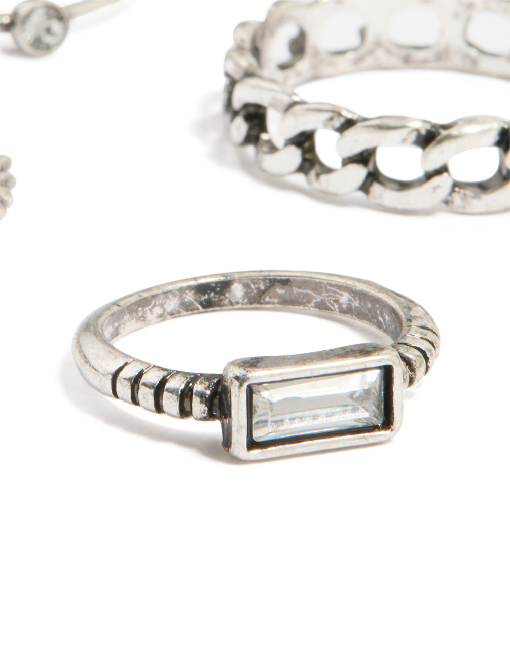 Antique Silver Textured Stacking Rings 22-Pack
