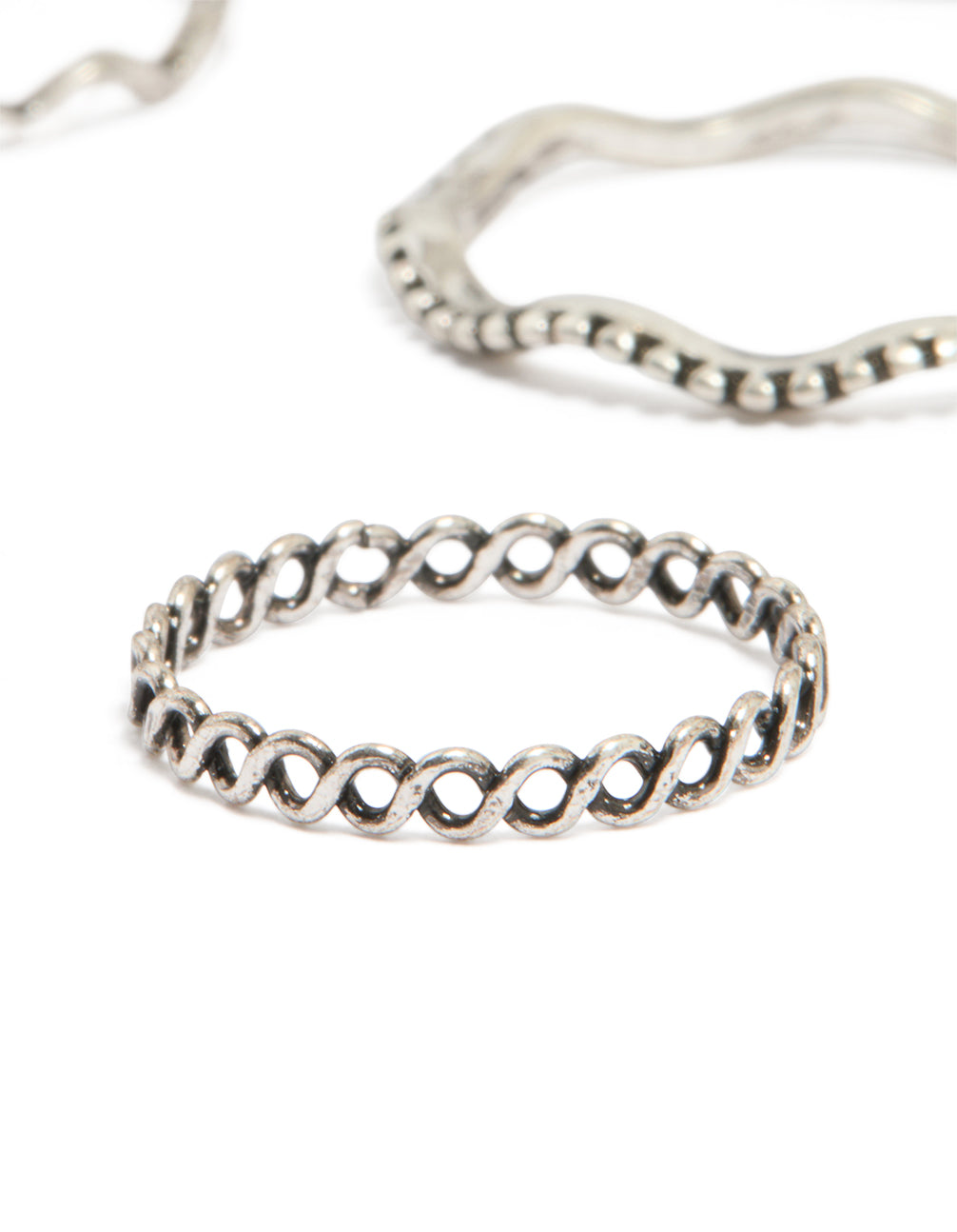 Antique Silver Textured Stacking Rings 22-Pack