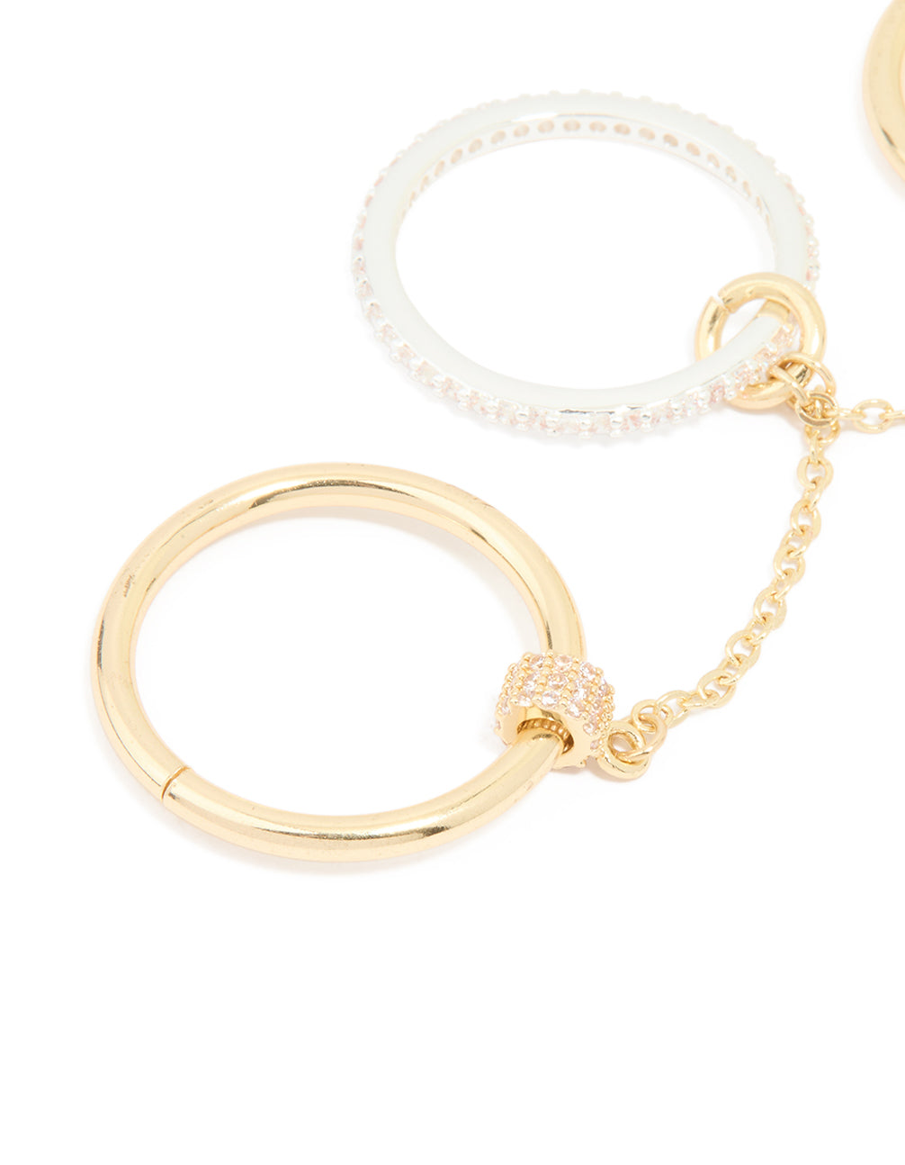 Mixed Metal Cubic Zirconia Multi-Chain Connected Ring