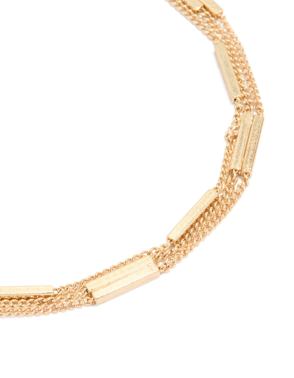 Gold Station Layered Chain Anklet