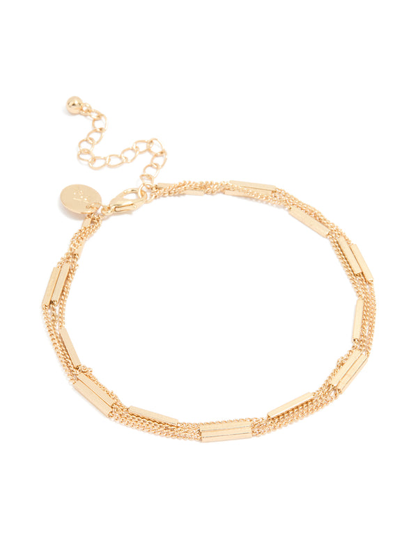 Gold Station Layered Chain Anklet