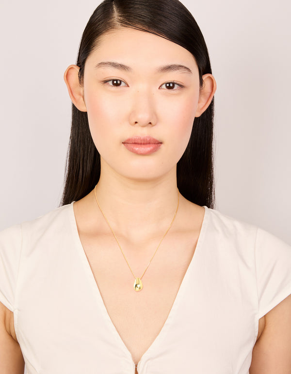 Gold Plated Brass Teardrop Pendant Necklace