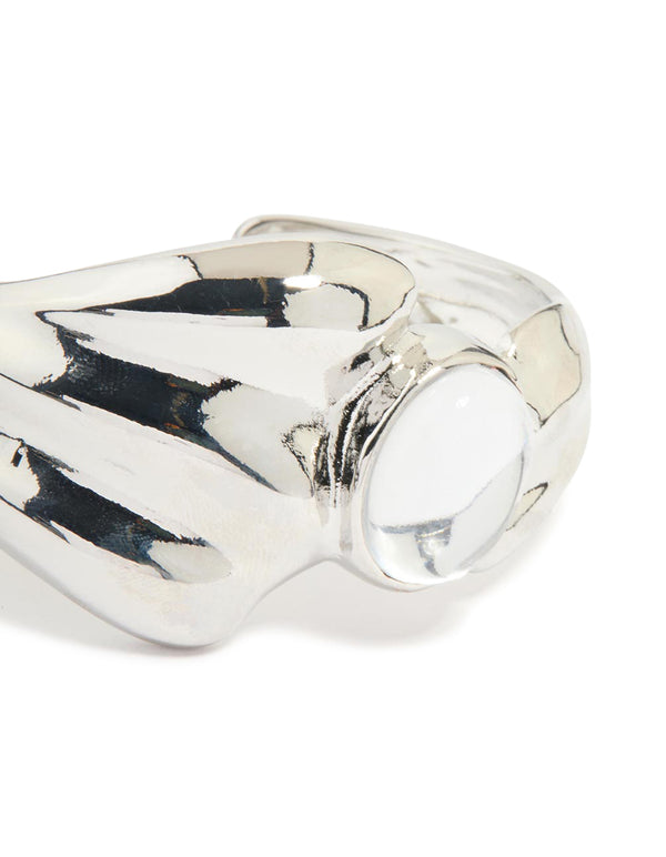 Silver Diamante Molten Wrist Cuff
