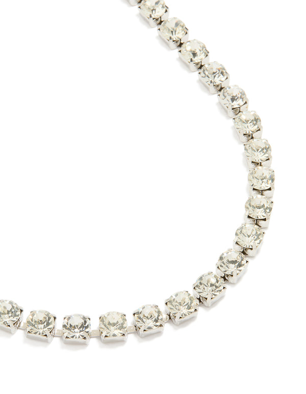 Silver Diamante Thick Chain Necklace