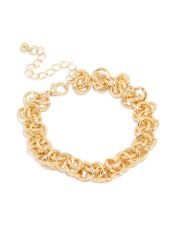 Gold Plated Chunky Interwoven Link Bracelet