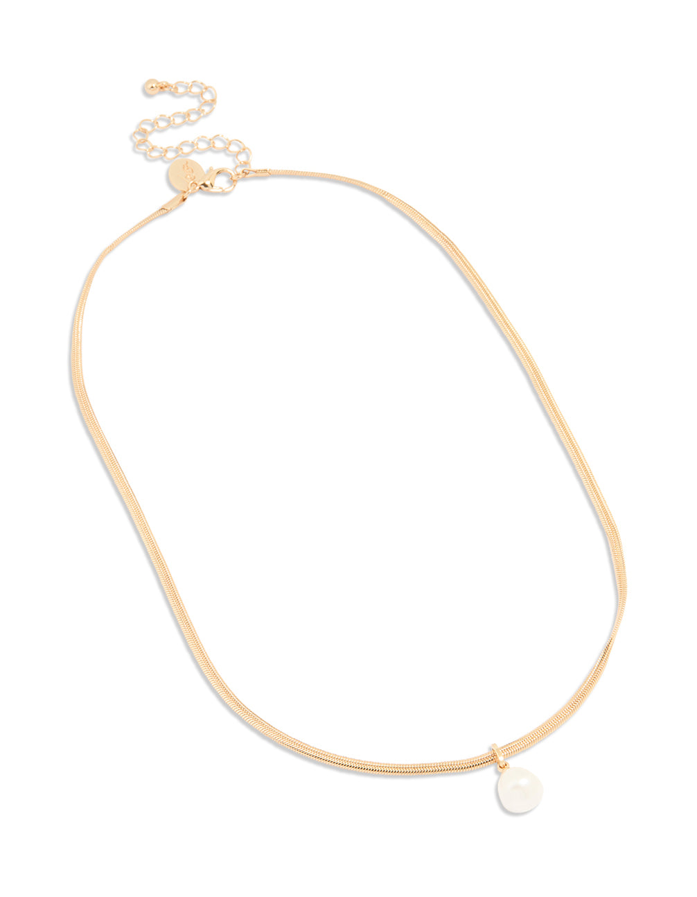 Gold Plated Freshwater Pearl Snake Chain Pendant Necklace