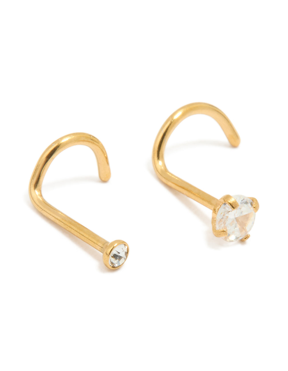 Gold Plated Titanium Diamante Butterfly & Classic Nose Studs 3-Pack