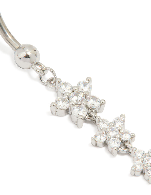 Titanium Cubic Zirconia Butterfly Belly Bar