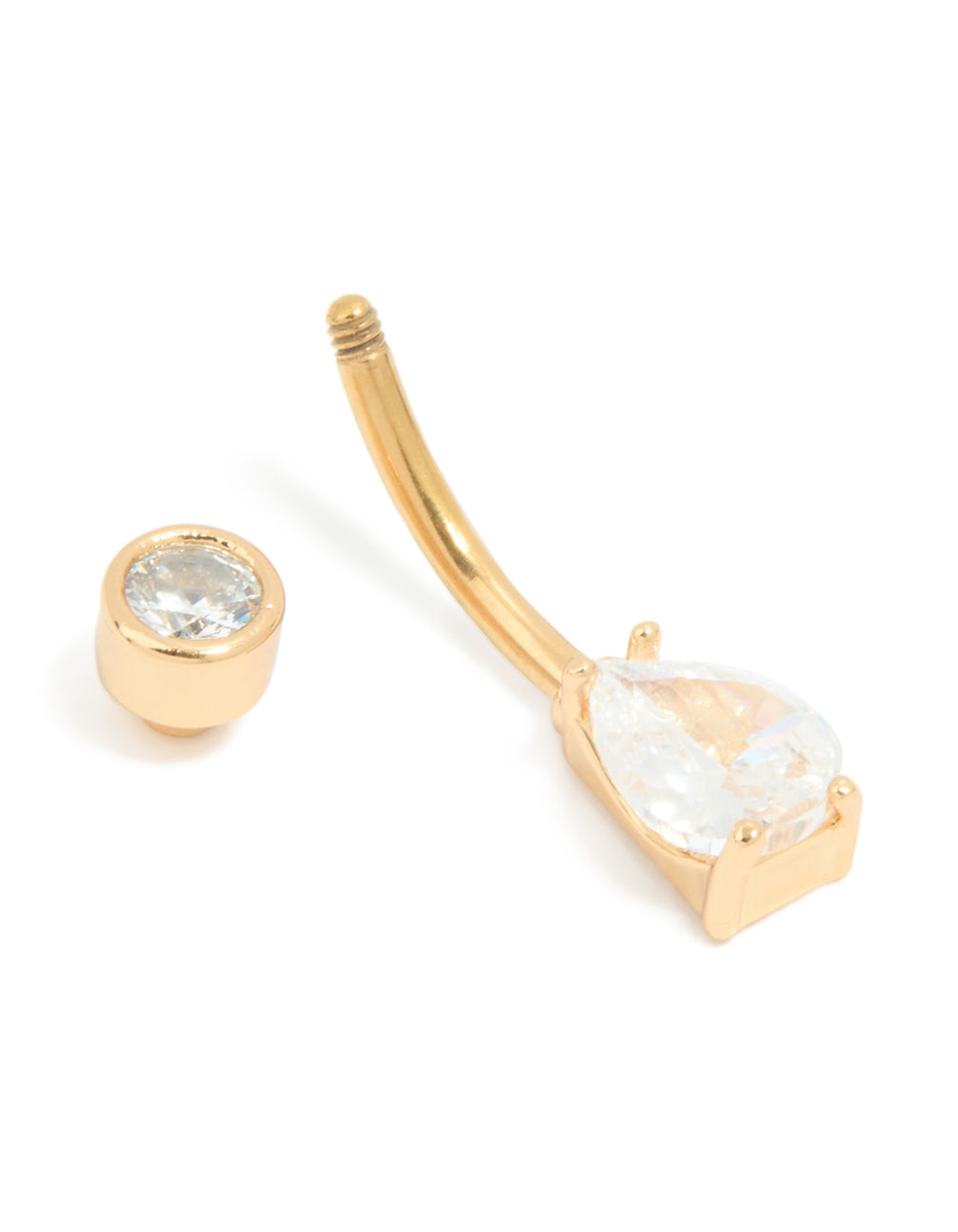 Gold Plated Titanium Cubic Zirconia Double Belly Bar