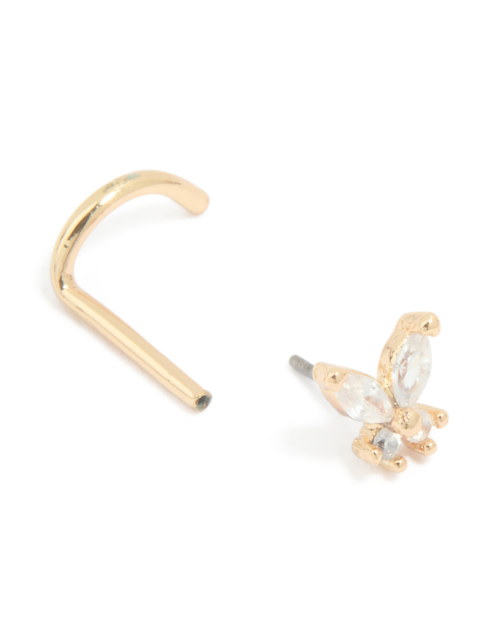 Surgical Steel Cubic Zirconia Butterfly Threadless Nose Stud