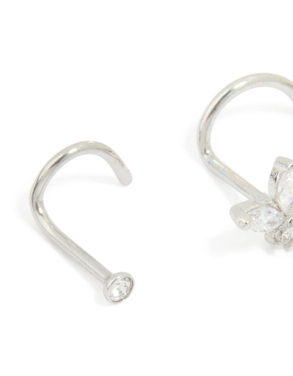 Surgical Steel Butterfly & Diamante Nose Studs 3-Pack