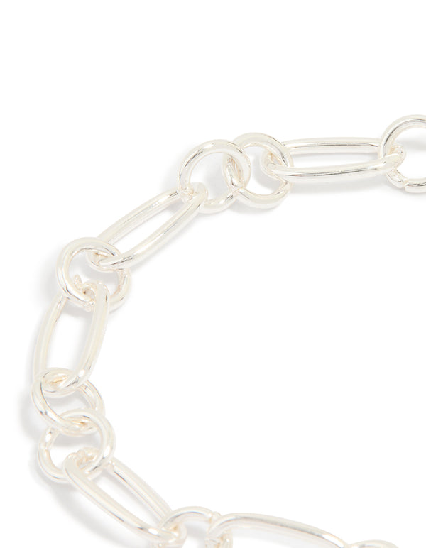 Silver Plated Cubic Zirconia Cross Link Bracelet