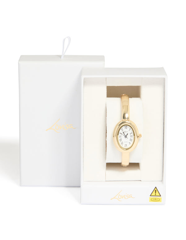Gold Oval Bangle Watch