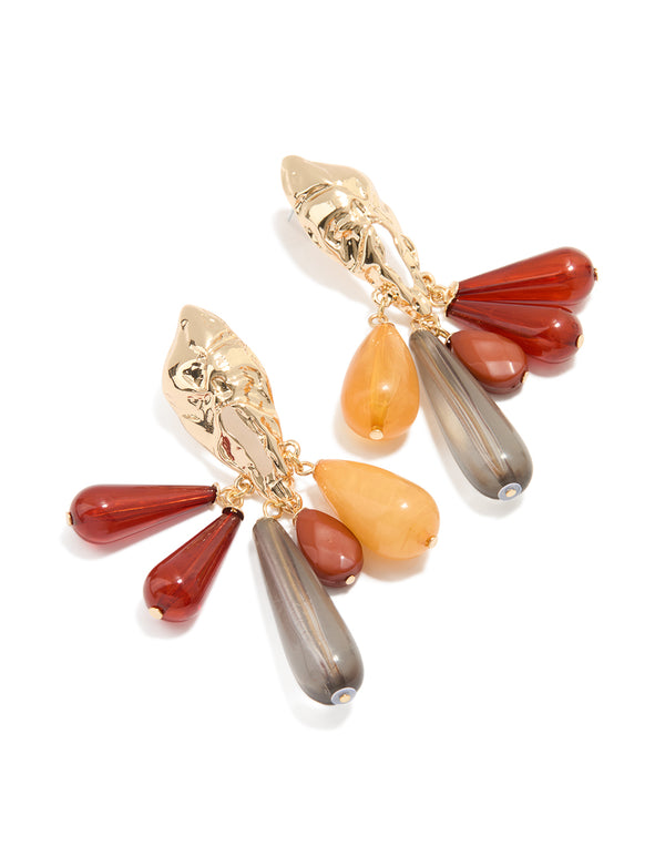 Acrylic Molten Stone Charm Drop Earrings