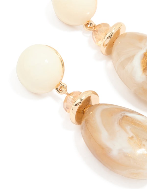 Acrylic Marble Oval Stone Drop Earrings