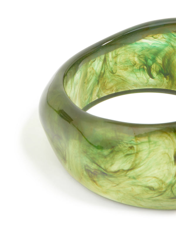 Smoky Green Acrylic Wavy Bangle
