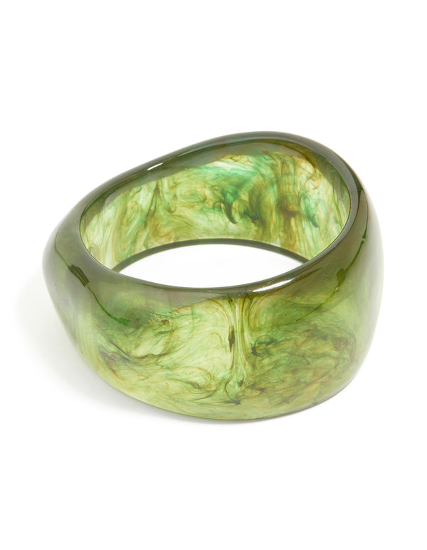 Smoky Green Acrylic Wavy Bangle