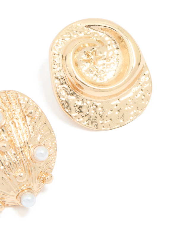 Gold Shell Brooches 2-Pack
