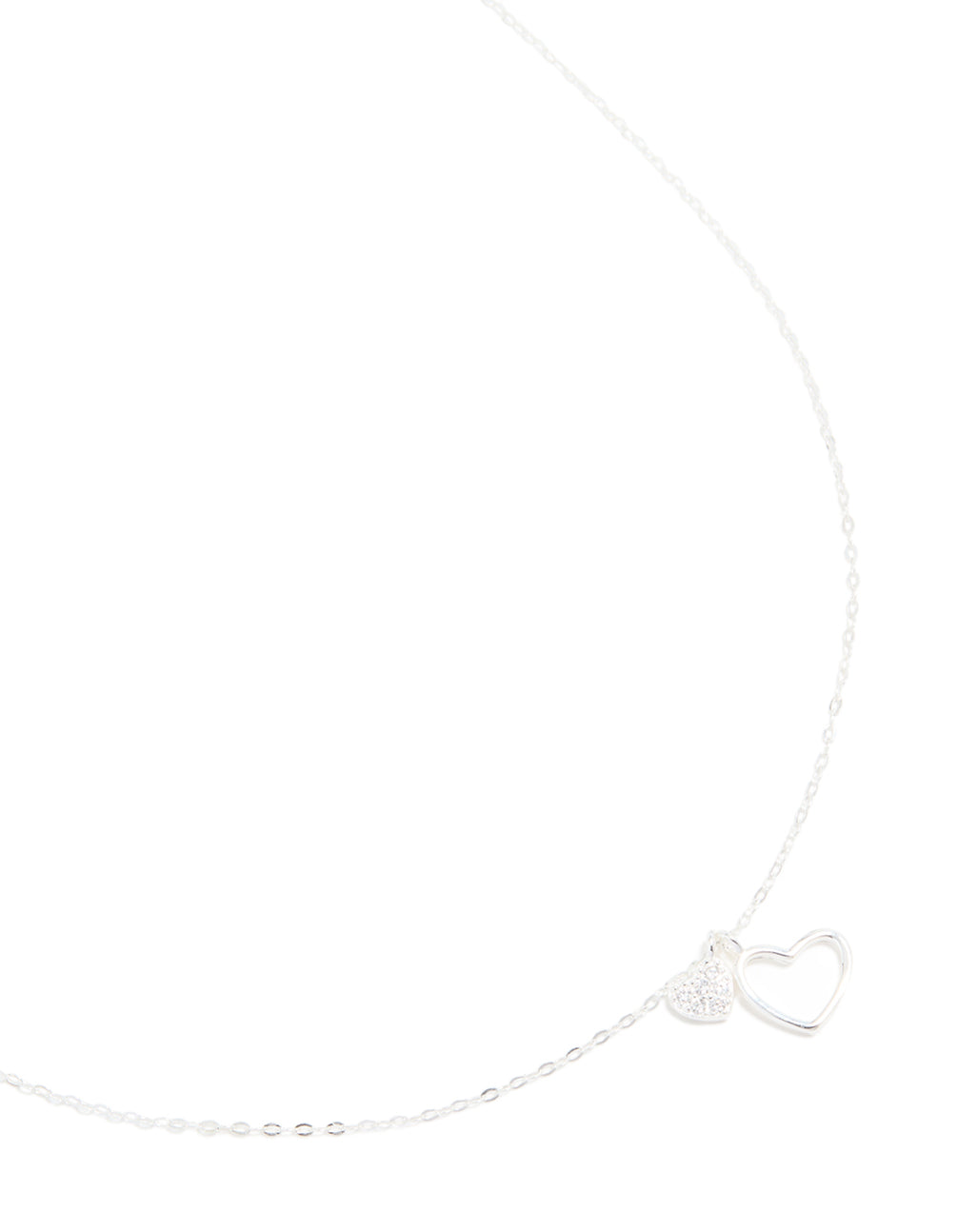 Sterling Silver Cubic Zirconia Double Heart Necklace