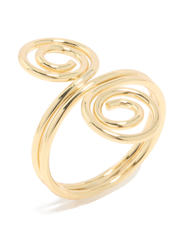 Gold Plated Double Swirl Ring