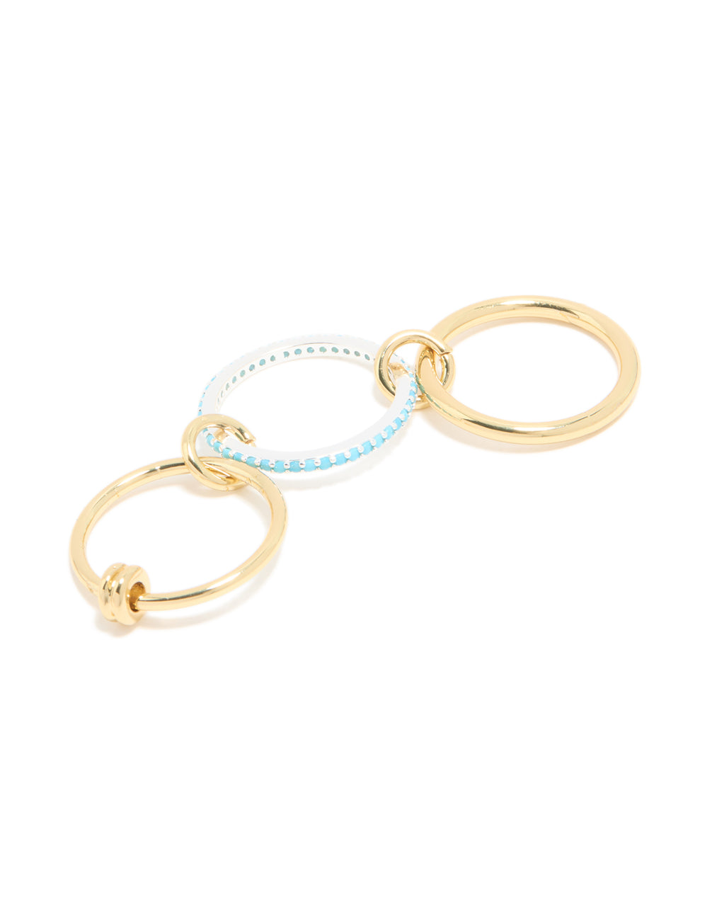 Gold Plated & Blue Coated Metal Stacked Ring