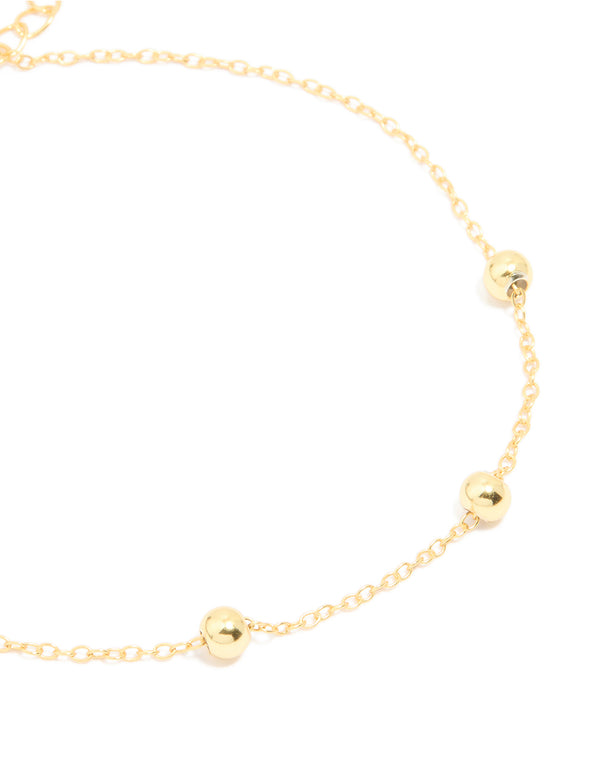 Gold Plated Sterling Silver Station Chain Bracelet