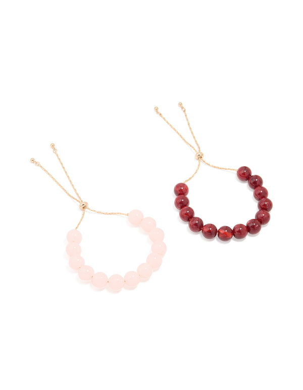 Gold Beaded Toggle Bracelets 2-Pack