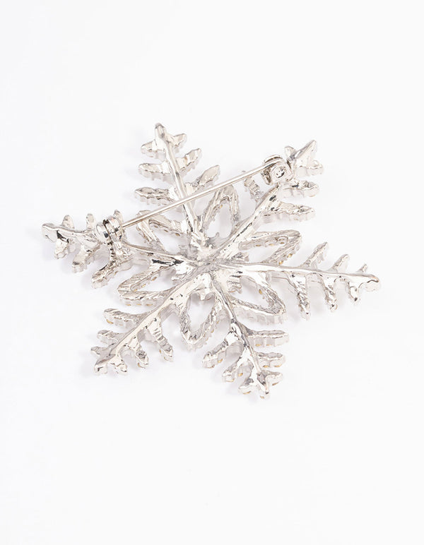 Silver Diamante Snowflake Brooch
