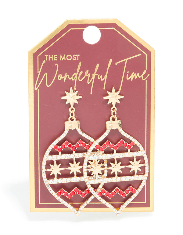 Gold Diamante Ornament Drop Earrings