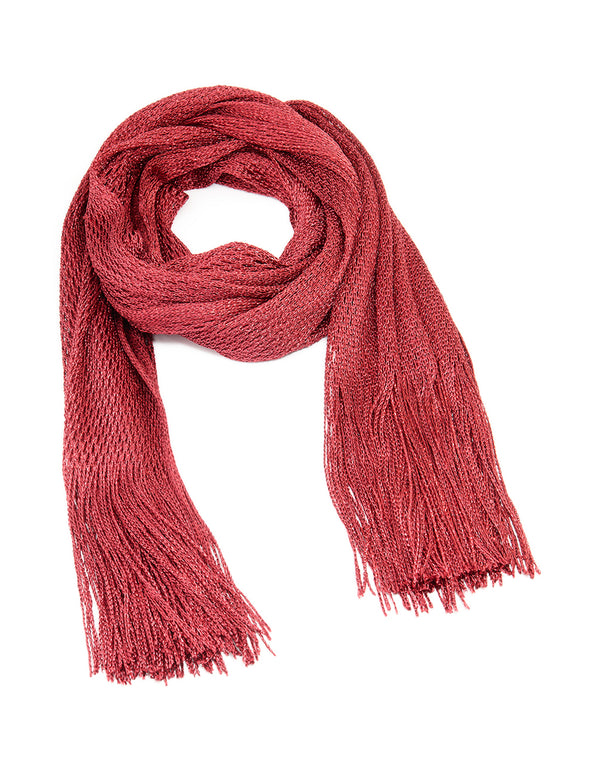 Red Glitter Fabric Draped Scarf