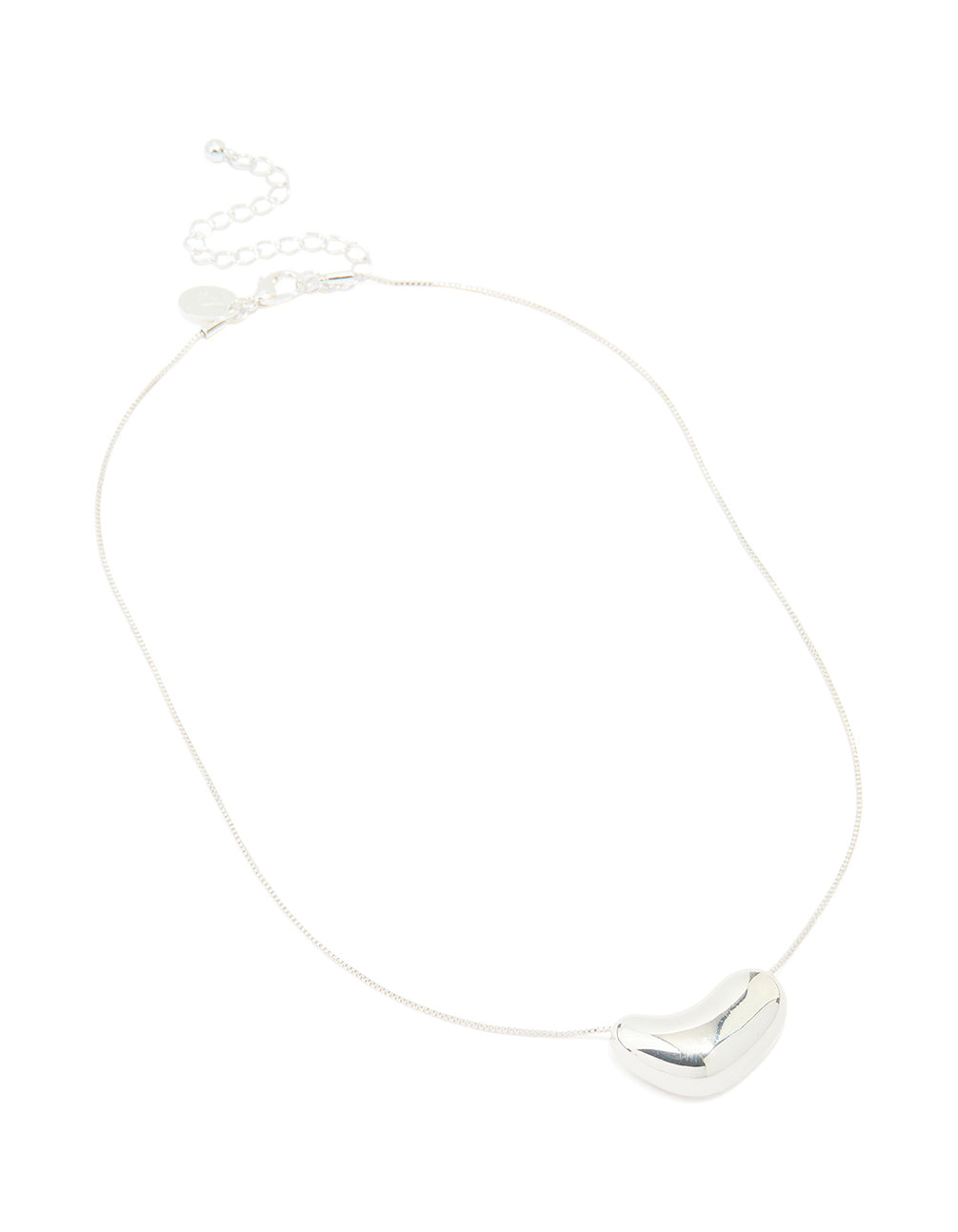 Silver Plated Molten Pebble Pendant Necklace
