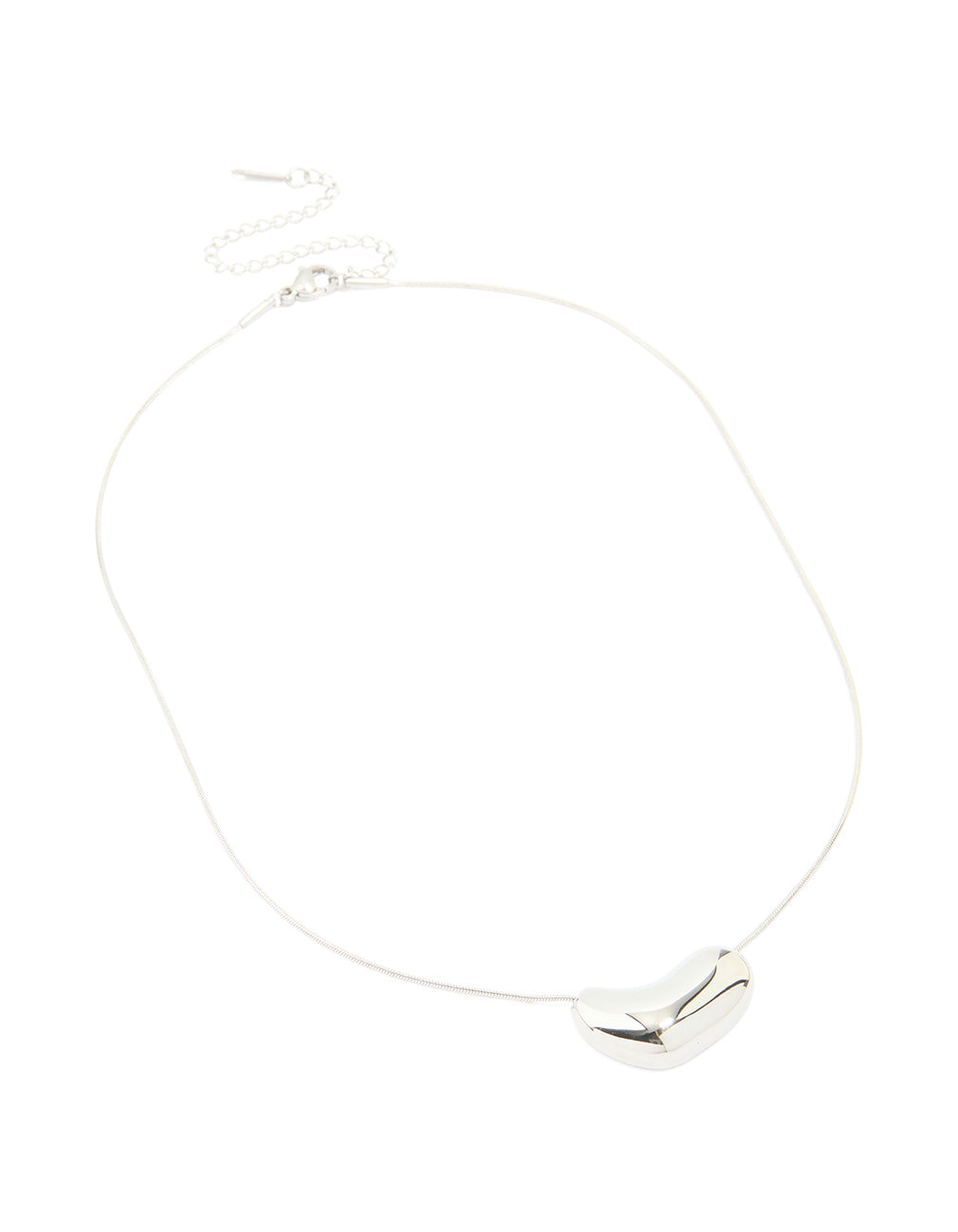 Silver Plated Large Pebble Pendant Necklace