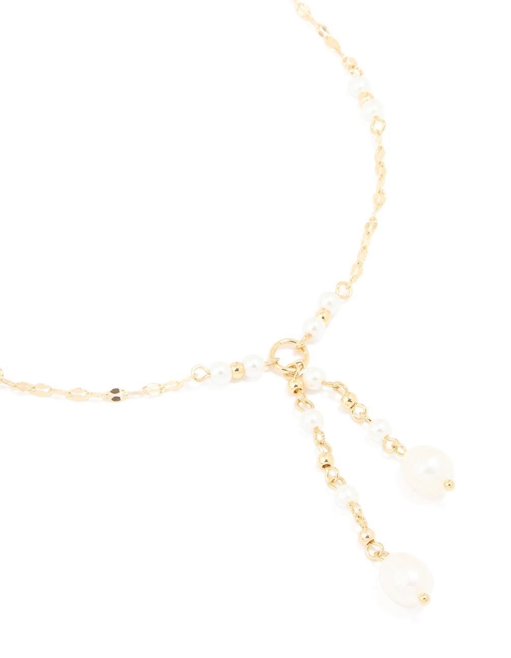 Gold Plated Freshwater Pearl Chain Drop Y-Necklace