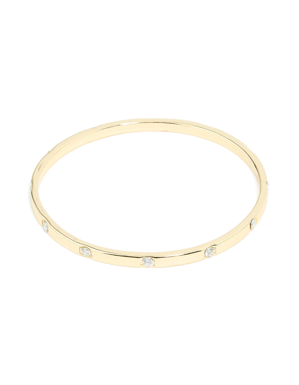 Gold Plated Cubic Zirconia Inlay Round Bangle