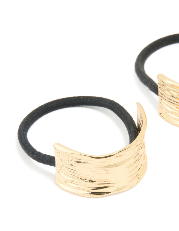 Gold Textured Curved Hair Ties 2-Pack
